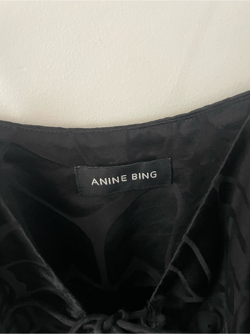 Anine Bing Black Silk Jacquard Lace-Up Cami - Picture 3 of 4